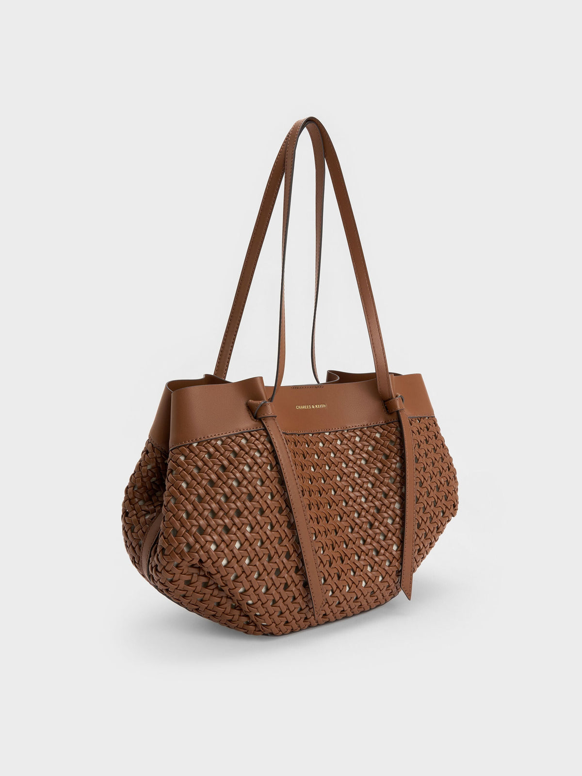 CHARLES & KEITH New | Calla Woven Tote Bag - Chocolate