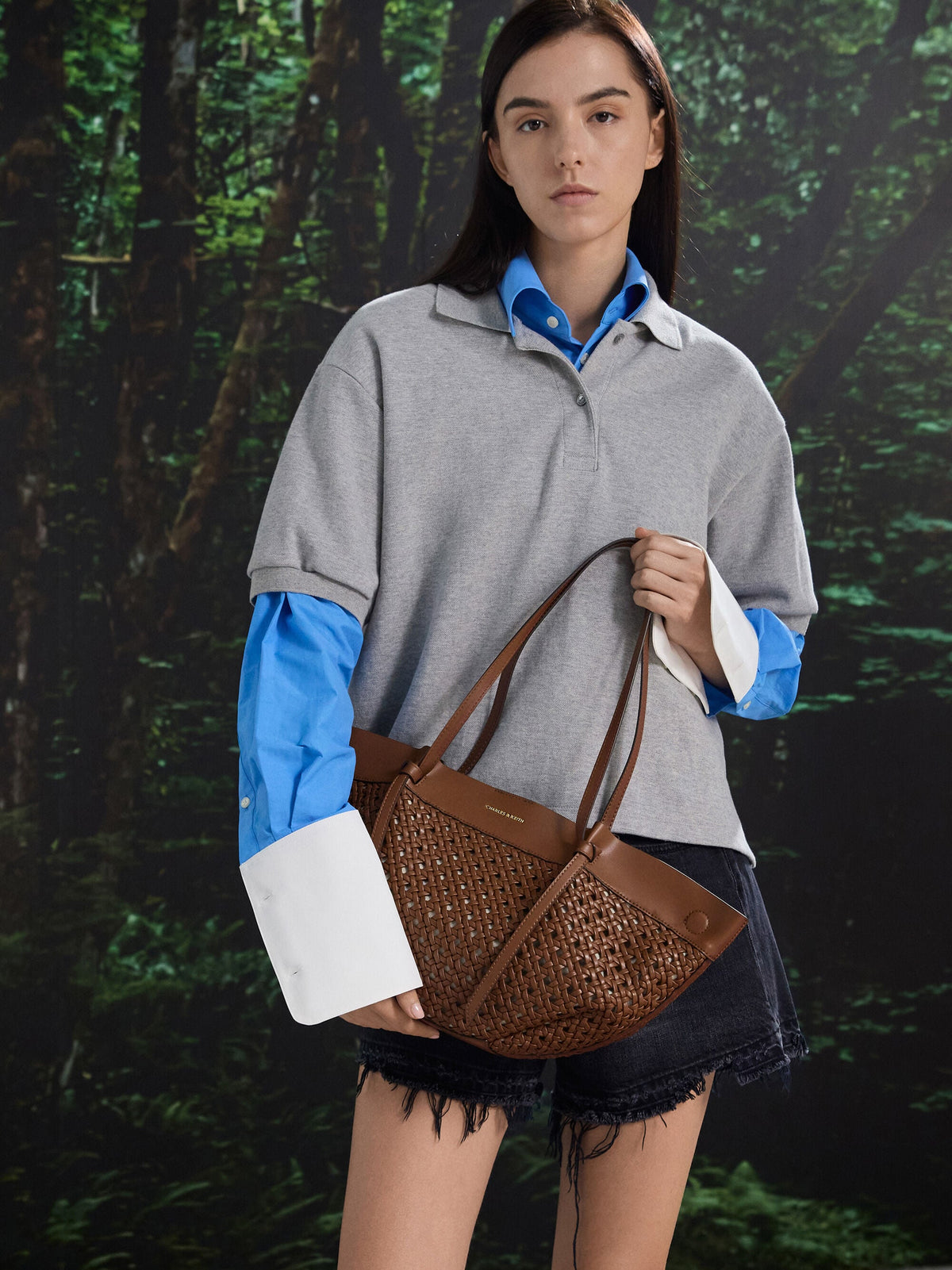 CHARLES & KEITH New | Calla Woven Tote Bag - Chocolate