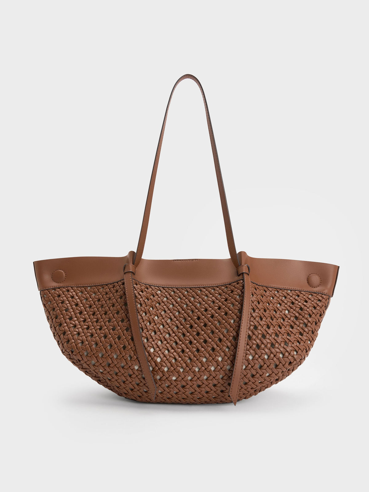CHARLES & KEITH New | Calla Woven Tote Bag - Chocolate