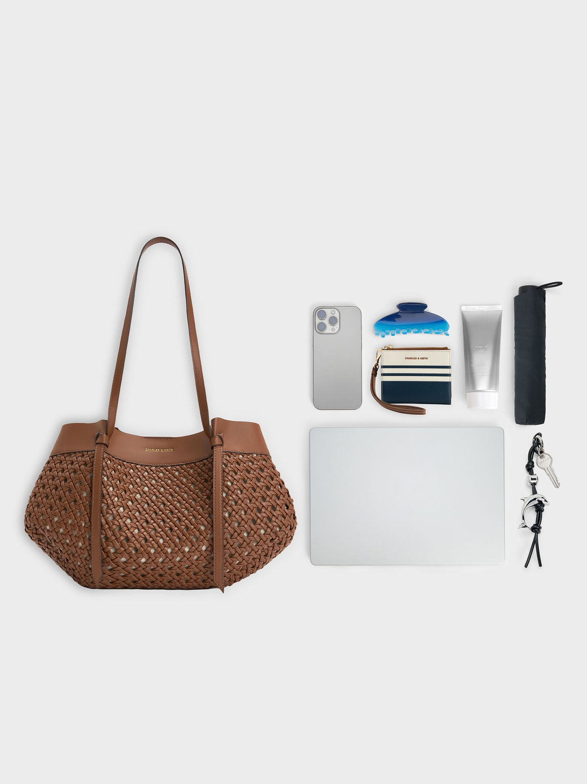 CHARLES & KEITH New | Calla Woven Tote Bag - Chocolate