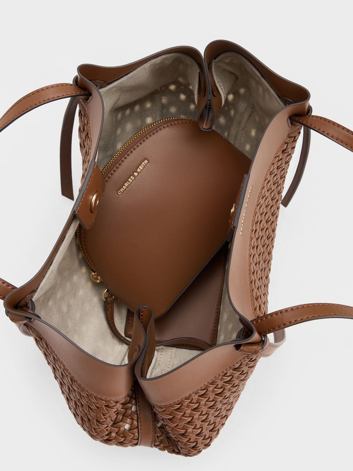 CHARLES & KEITH New | Calla Woven Tote Bag - Chocolate