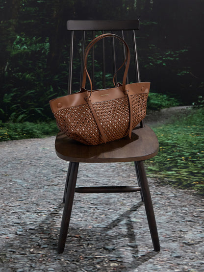 CHARLES & KEITH New | Calla Woven Tote Bag - Chocolate