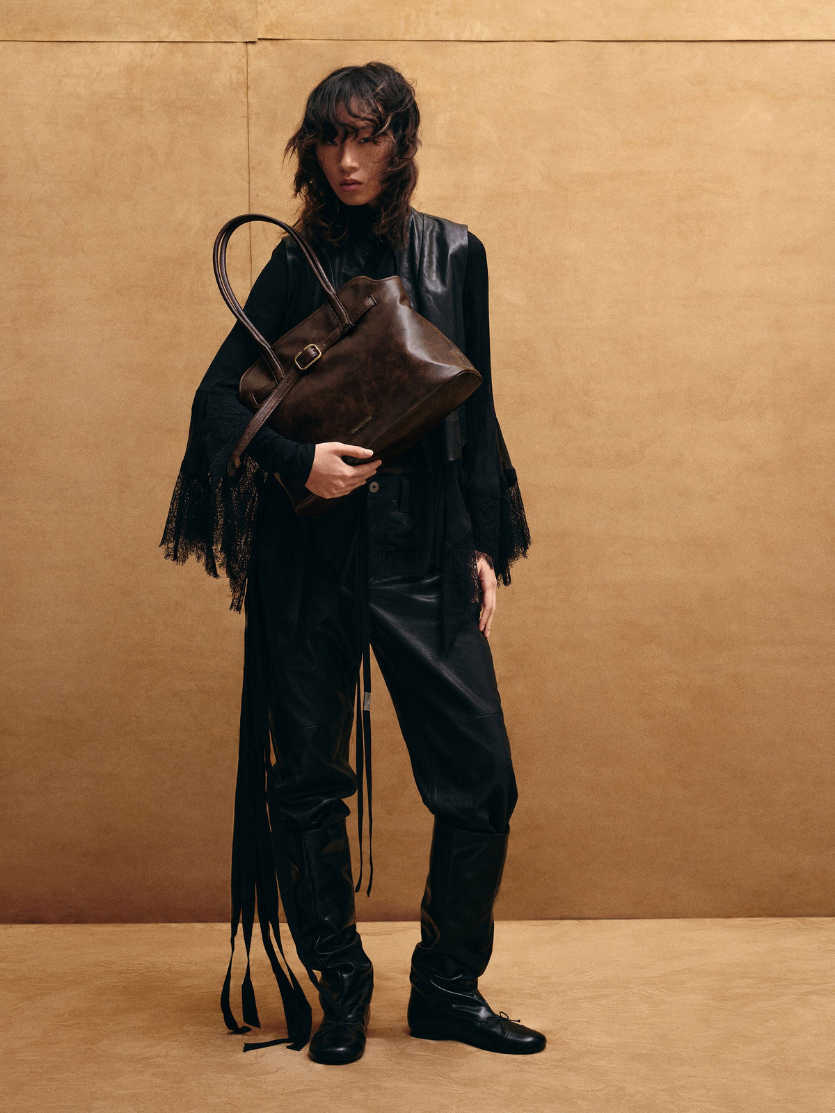 CHARLES & KEITH Discount | Victoria Belted Tote Bag - Distressed Coffee