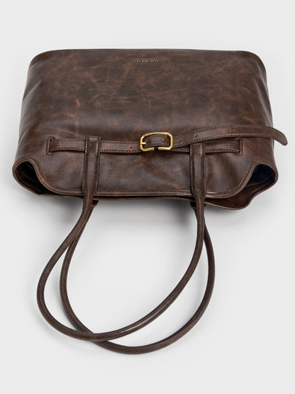 CHARLES & KEITH Discount | Victoria Belted Tote Bag - Distressed Coffee