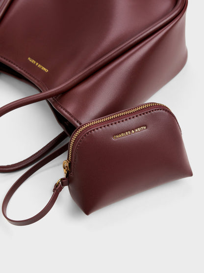 CHARLES & KEITH Quality | Mini Lyla Tubular Tote Bag - Mulberry Plum