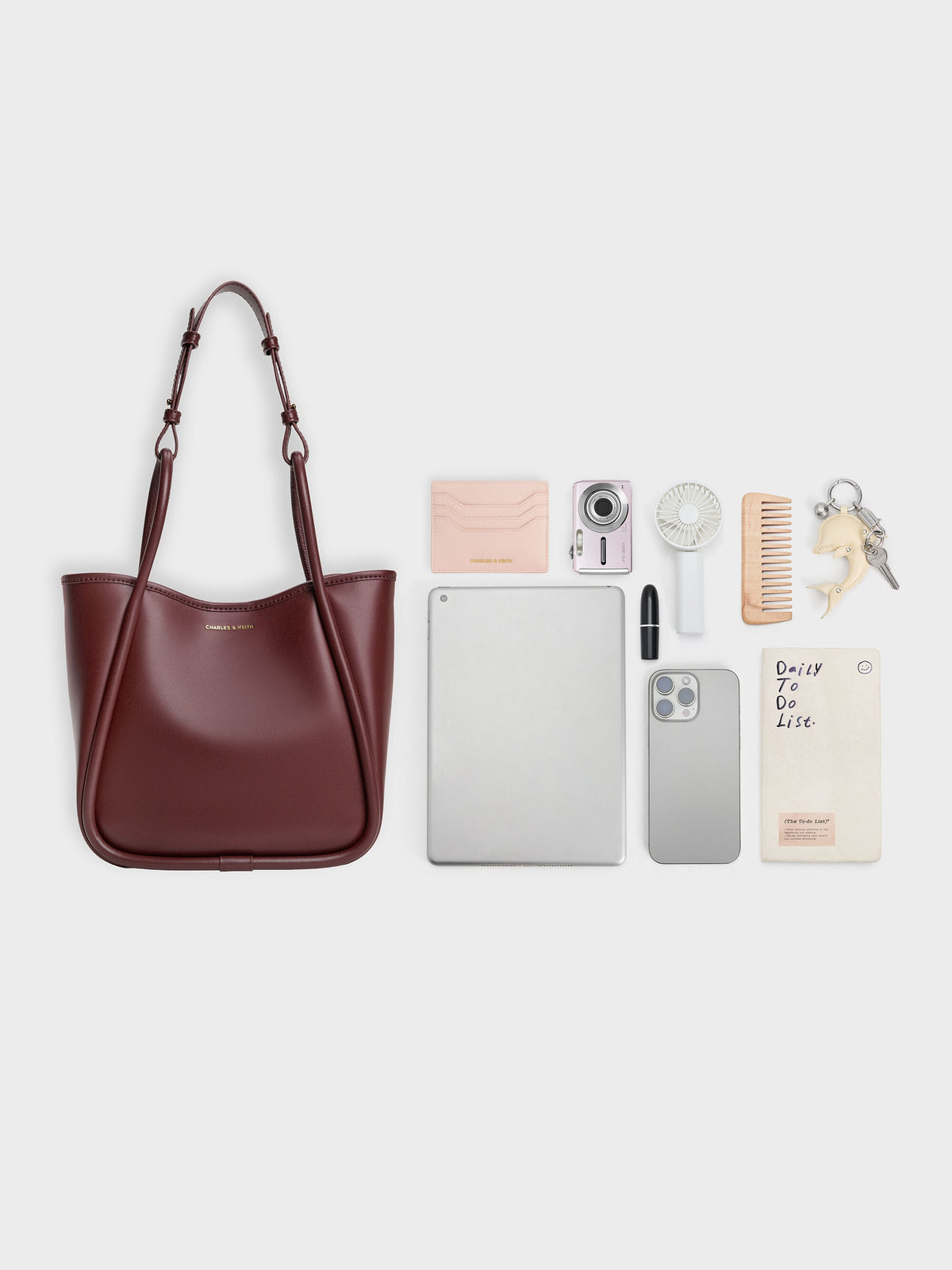 CHARLES & KEITH Quality | Mini Lyla Tubular Tote Bag - Mulberry Plum