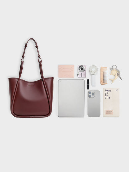 CHARLES & KEITH Quality | Mini Lyla Tubular Tote Bag - Mulberry Plum
