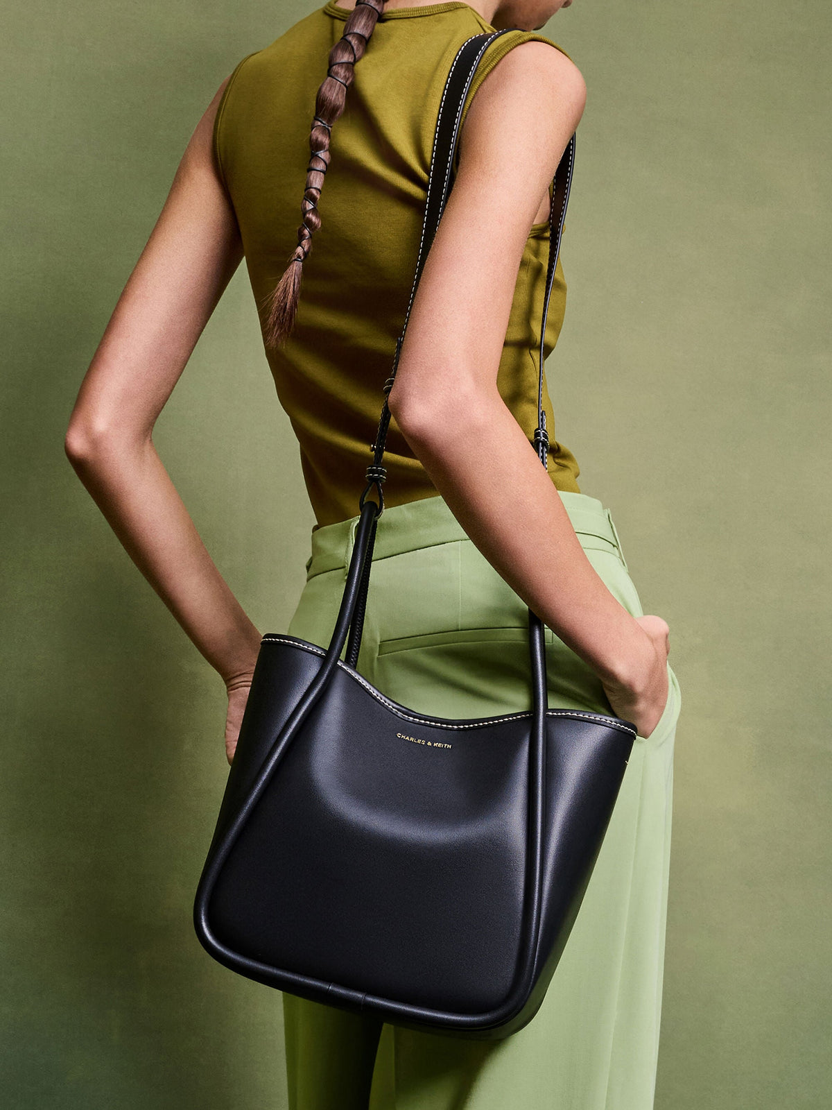CHARLES & KEITH New | Mini Lyla Tubular Tote Bag - Black