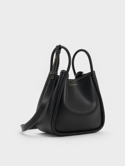 CHARLES & KEITH New | Mini Lyla Tubular Tote Bag - Black