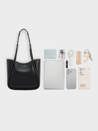 CHARLES & KEITH New | Mini Lyla Tubular Tote Bag - Black