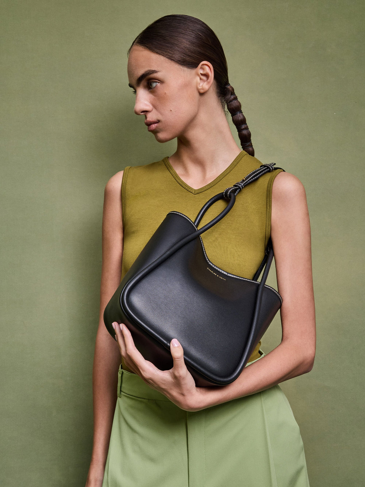 CHARLES & KEITH New | Mini Lyla Tubular Tote Bag - Black