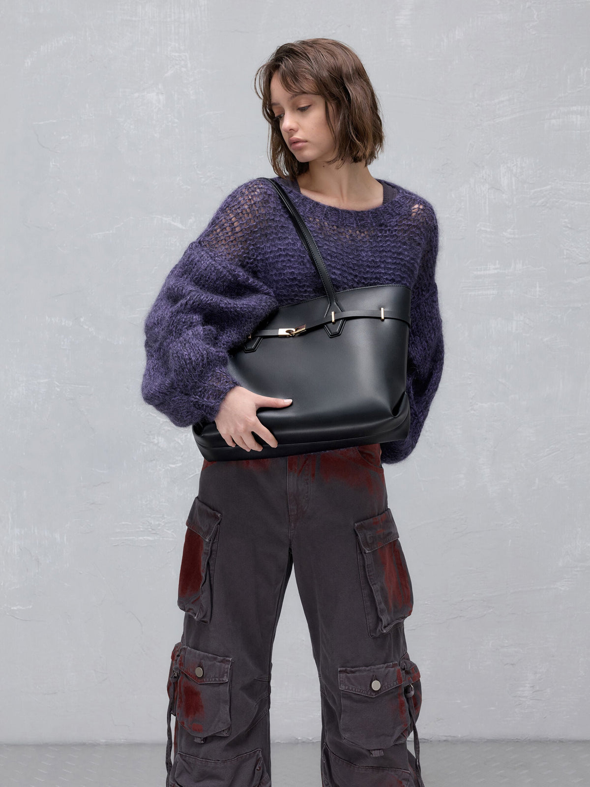 CHARLES & KEITH Latest | Arlet Double-Handle Belted Tote bag - Black
