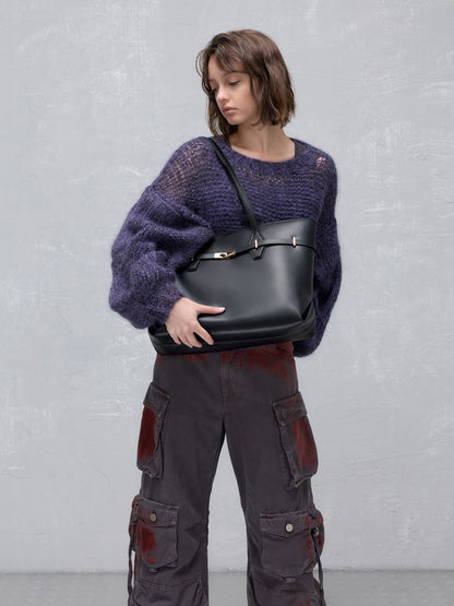 CHARLES & KEITH Latest | Arlet Double-Handle Belted Tote bag - Black