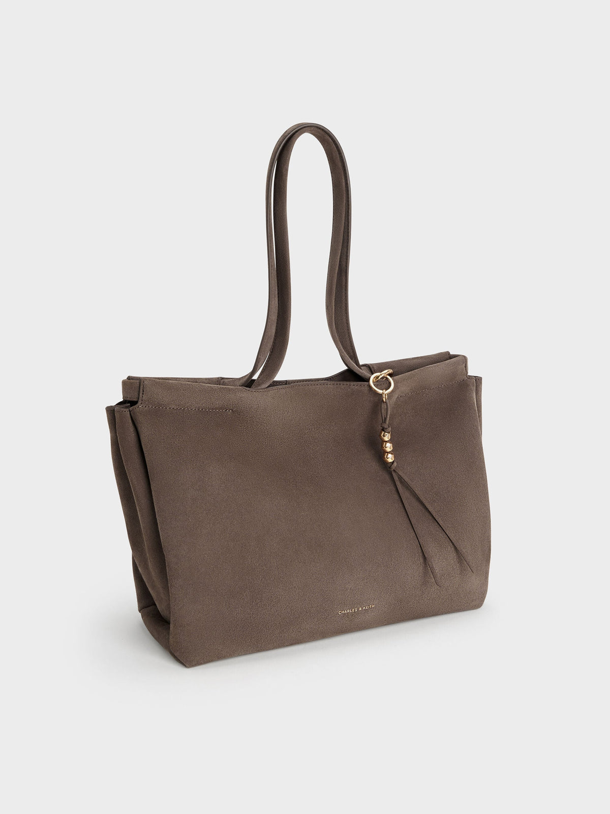 CHARLES & KEITH Popular | XL Zephyr Tassel Tote Bag - Stone Grey