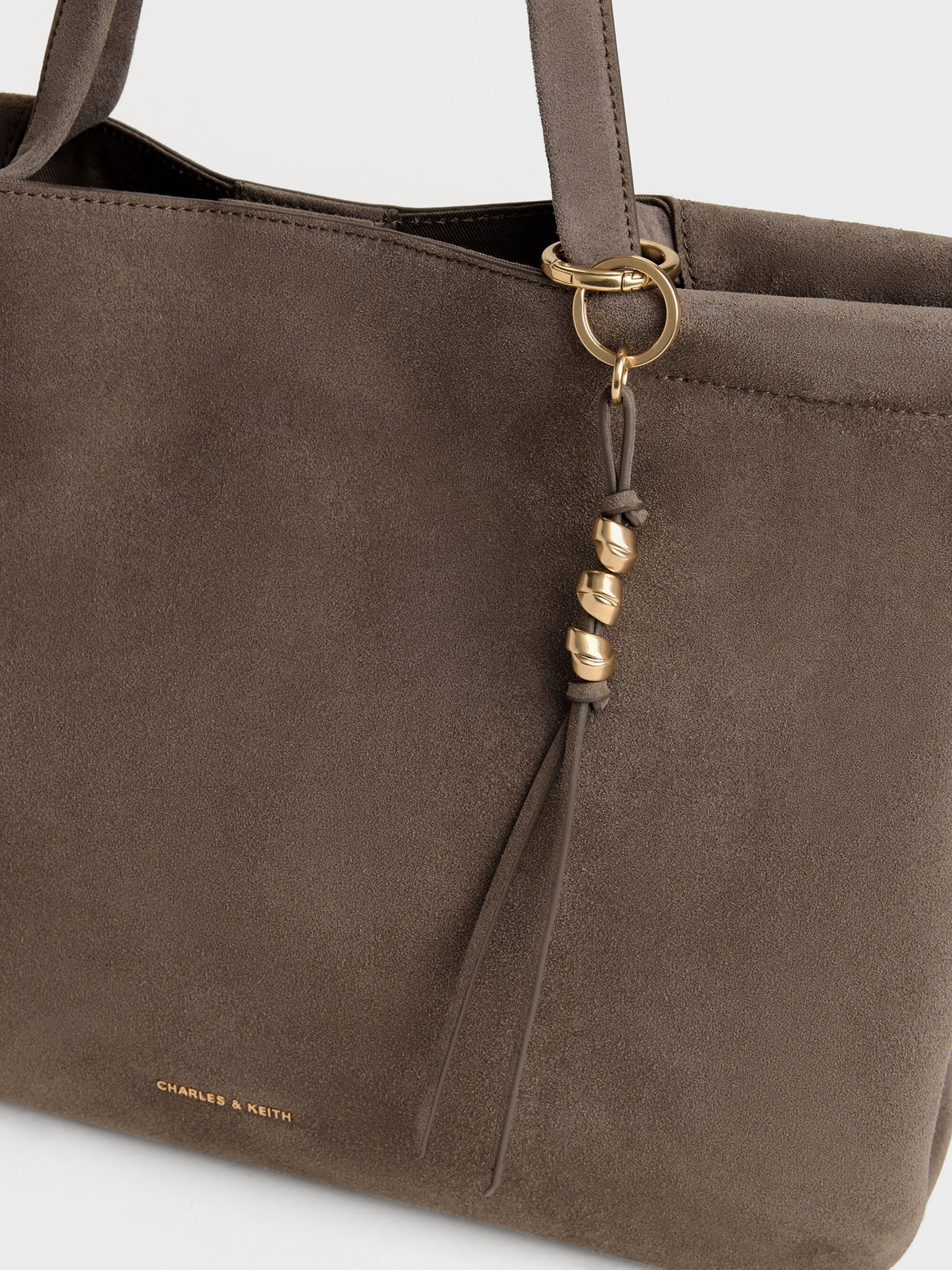 CHARLES & KEITH Popular | XL Zephyr Tassel Tote Bag - Stone Grey