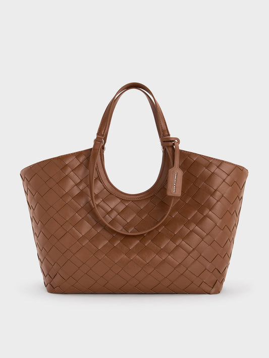 CHARLES & KEITH Deals | Ivette Woven Tote Bag - Chocolate