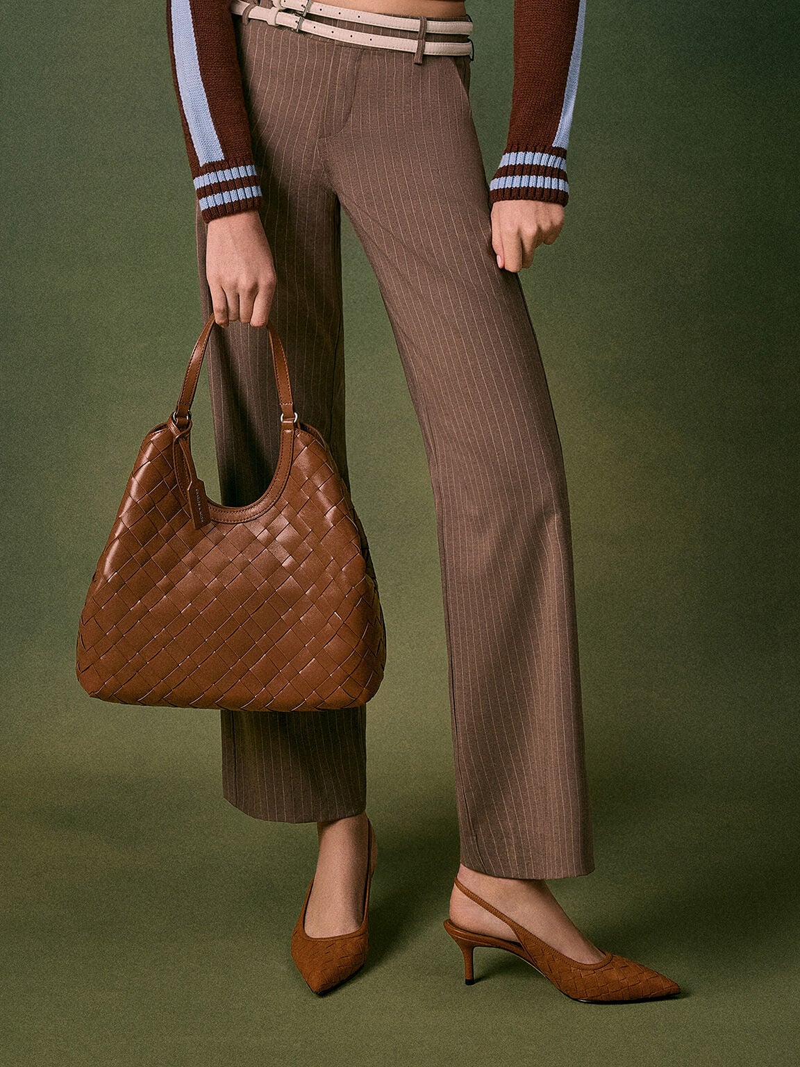 CHARLES & KEITH Deals | Ivette Woven Tote Bag - Chocolate