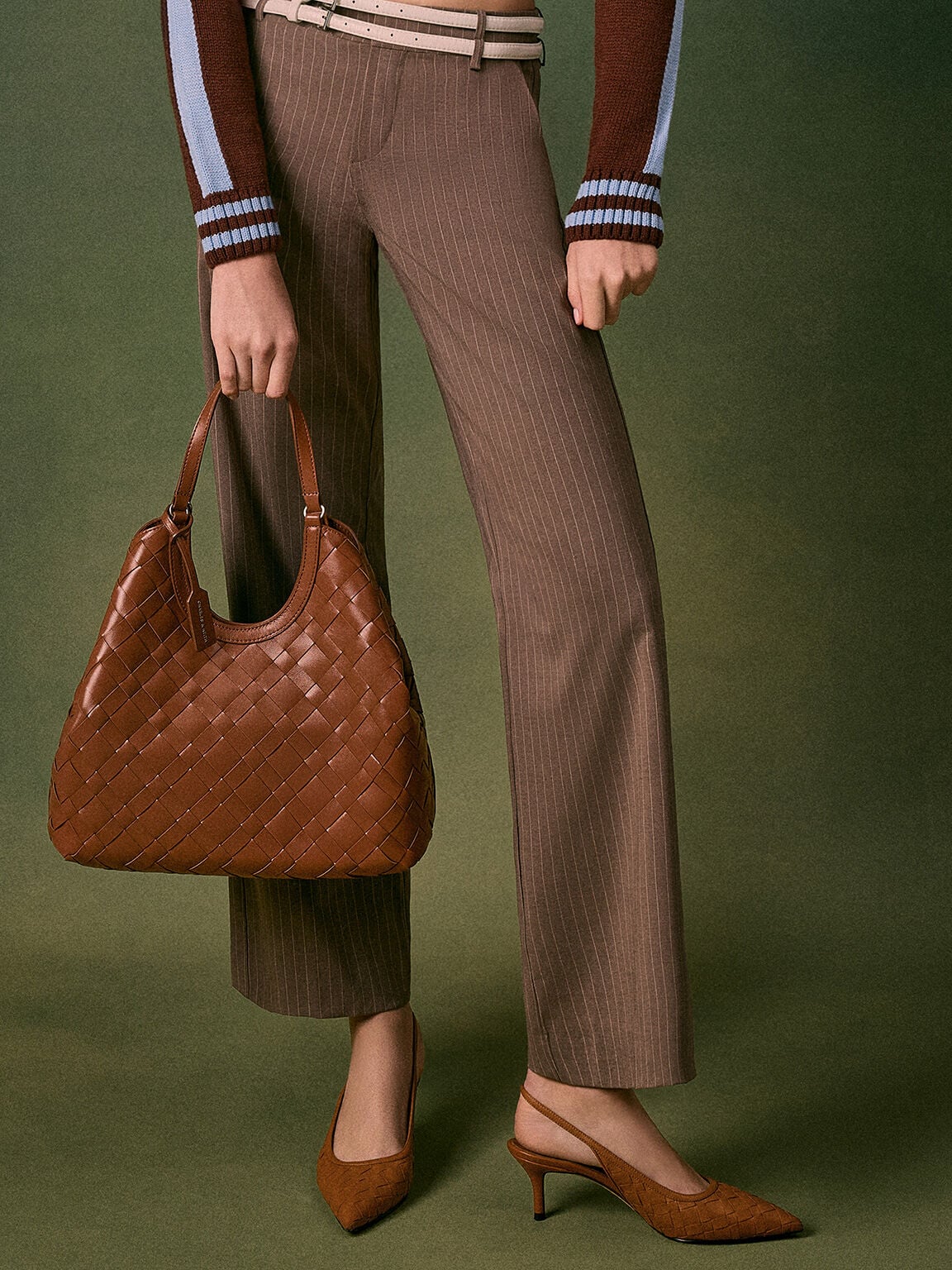 CHARLES & KEITH Deals | Ivette Woven Tote Bag - Chocolate