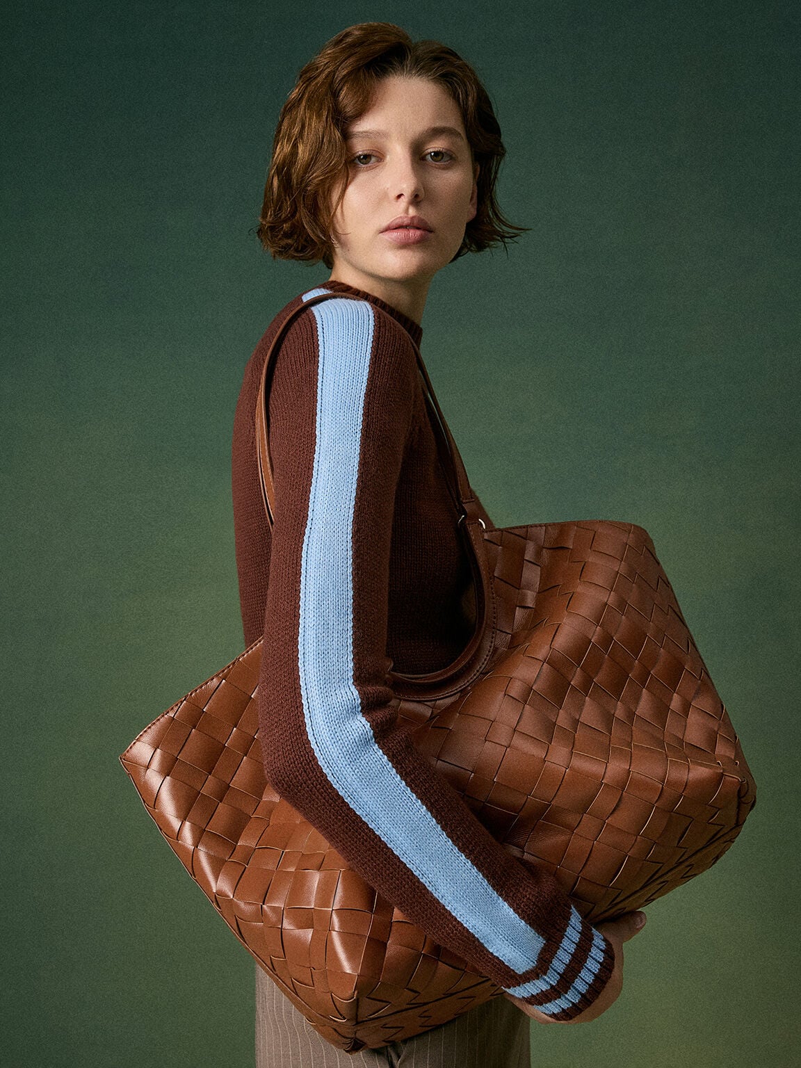CHARLES & KEITH Deals | Ivette Woven Tote Bag - Chocolate