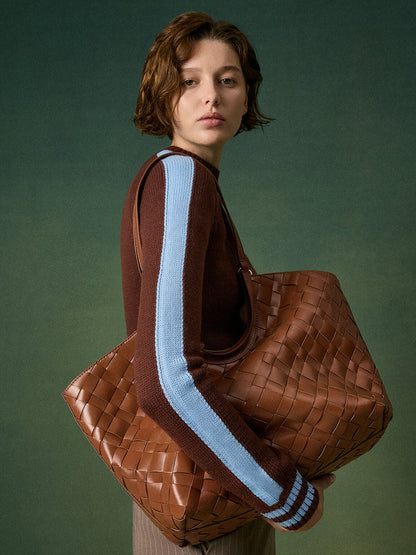 CHARLES & KEITH Deals | Ivette Woven Tote Bag - Chocolate