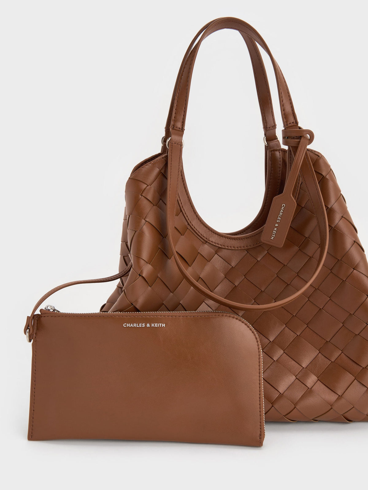 CHARLES & KEITH Deals | Ivette Woven Tote Bag - Chocolate