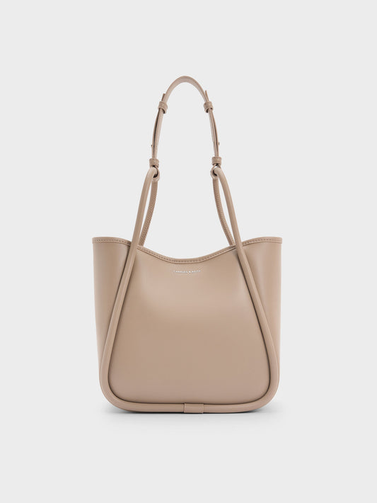 CHARLES & KEITH New | Mini Lyla Tubular Tote Bag - Taupe