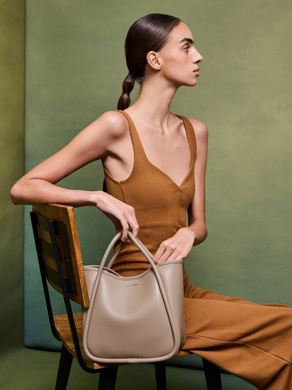 CHARLES & KEITH New | Mini Lyla Tubular Tote Bag - Taupe