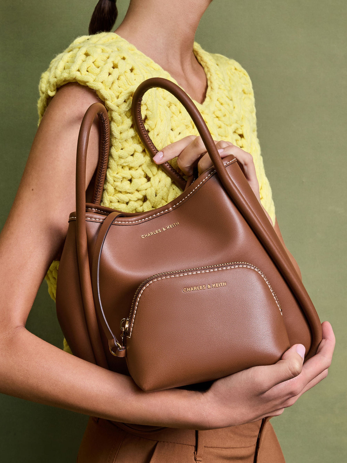 CHARLES & KEITH Best Price | Mini Lyla Tubular Tote Bag - Chocolate
