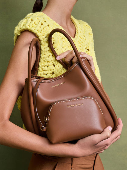 CHARLES & KEITH Best Price | Mini Lyla Tubular Tote Bag - Chocolate