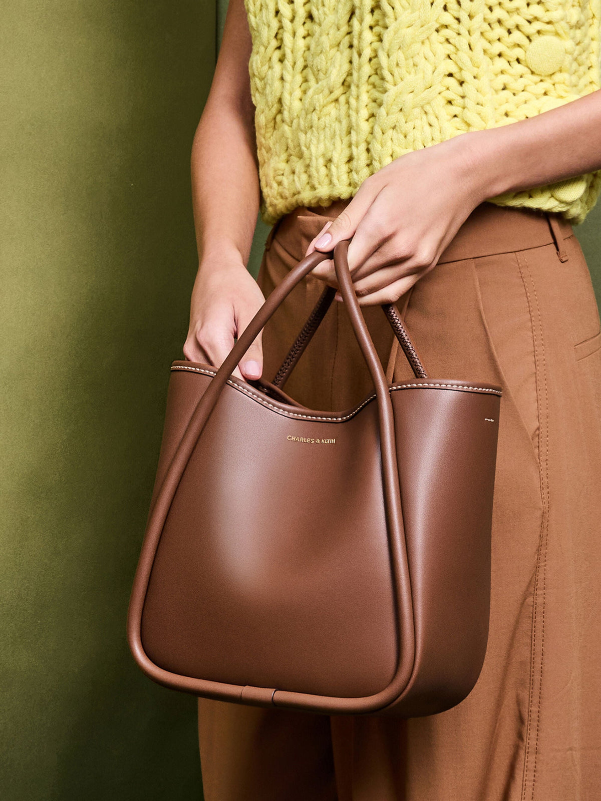 CHARLES & KEITH Best Price | Mini Lyla Tubular Tote Bag - Chocolate