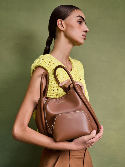 CHARLES & KEITH Best Price | Mini Lyla Tubular Tote Bag - Chocolate