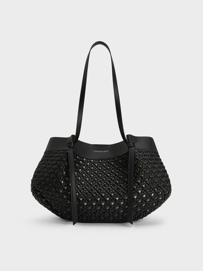 CHARLES & KEITH Everyday | Calla Woven Tote Bag - Black