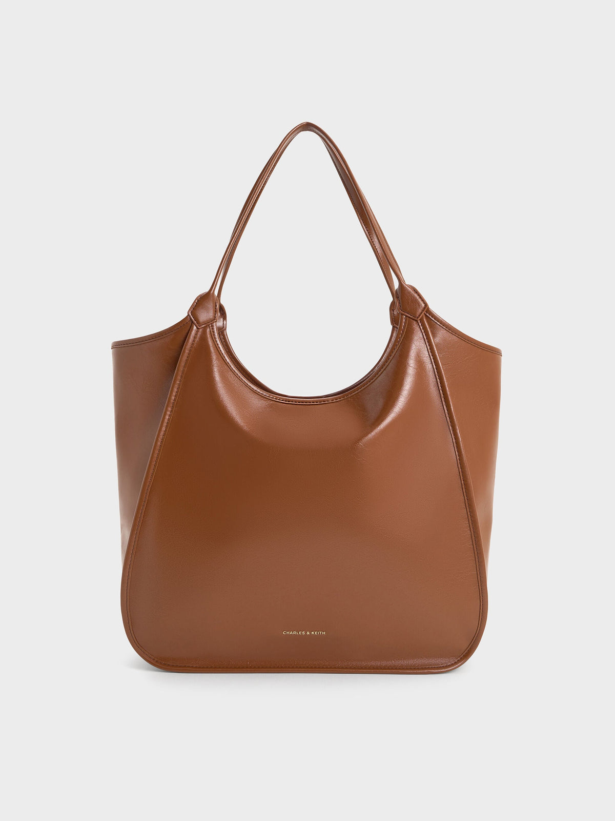CHARLES & KEITH Trusted | Sianna Crinkle-Effect Slouchy Tote Bag - Chocolate