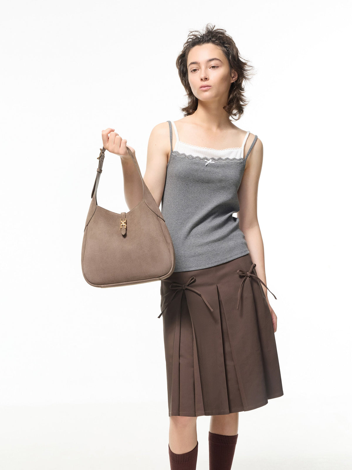 CHARLES & KEITH Popular | Adalyn Hobo Bag - Stone Grey
