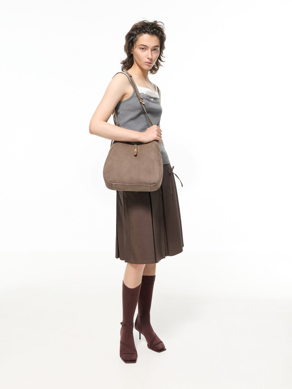 CHARLES & KEITH Popular | Adalyn Hobo Bag - Stone Grey