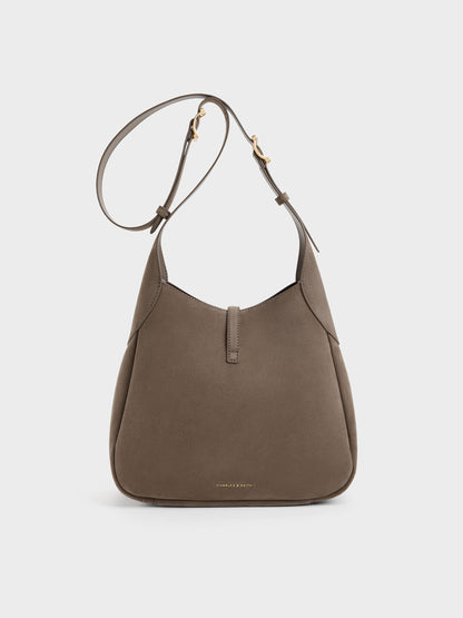 CHARLES & KEITH Popular | Adalyn Hobo Bag - Stone Grey