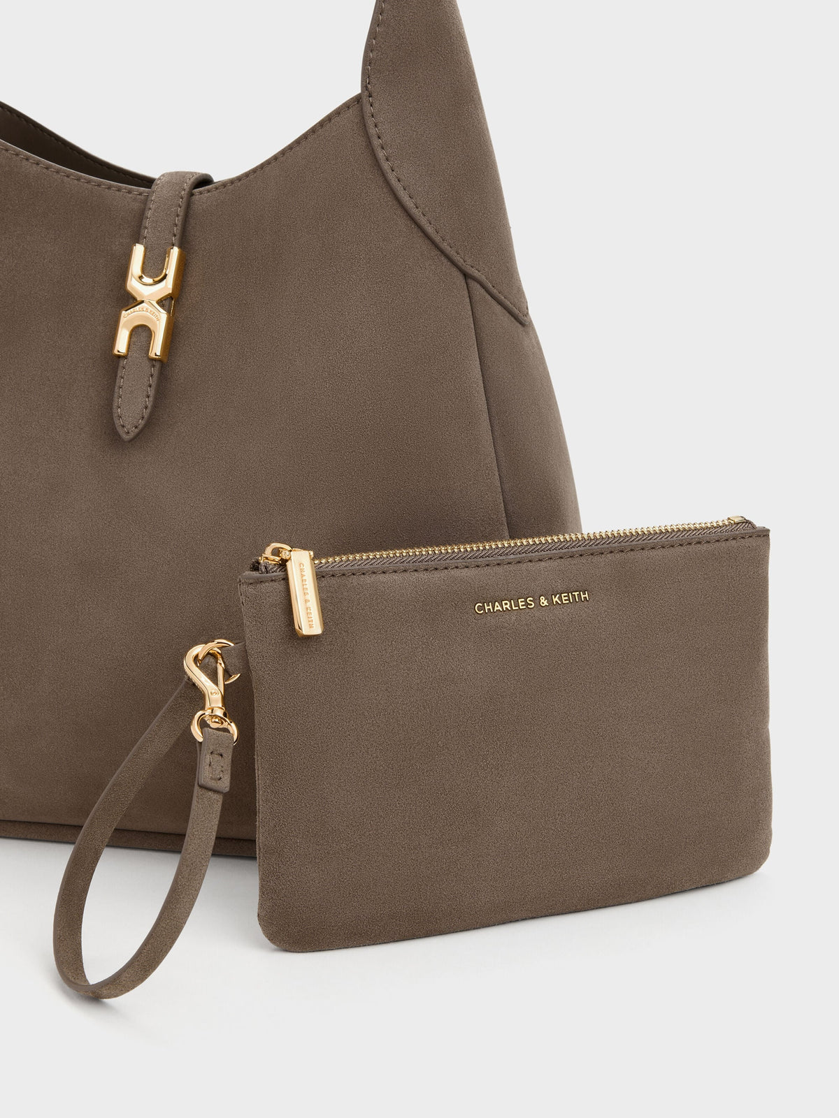 CHARLES & KEITH Popular | Adalyn Hobo Bag - Stone Grey