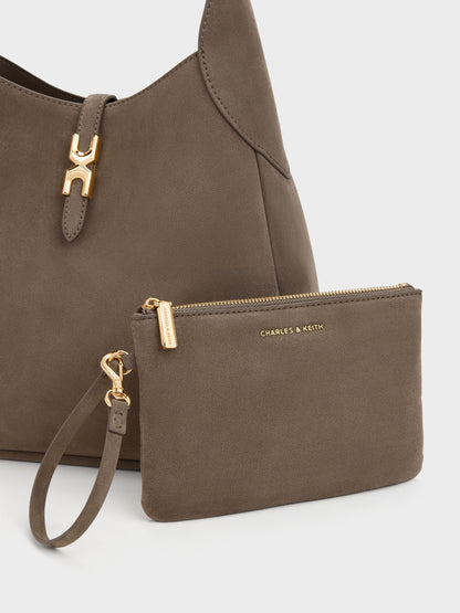 CHARLES & KEITH Popular | Adalyn Hobo Bag - Stone Grey
