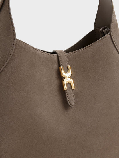 CHARLES & KEITH Popular | Adalyn Hobo Bag - Stone Grey