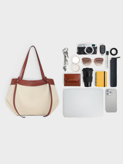 CHARLES & KEITH Exclusive | XL Calla Canvas Tote Bag - Brick