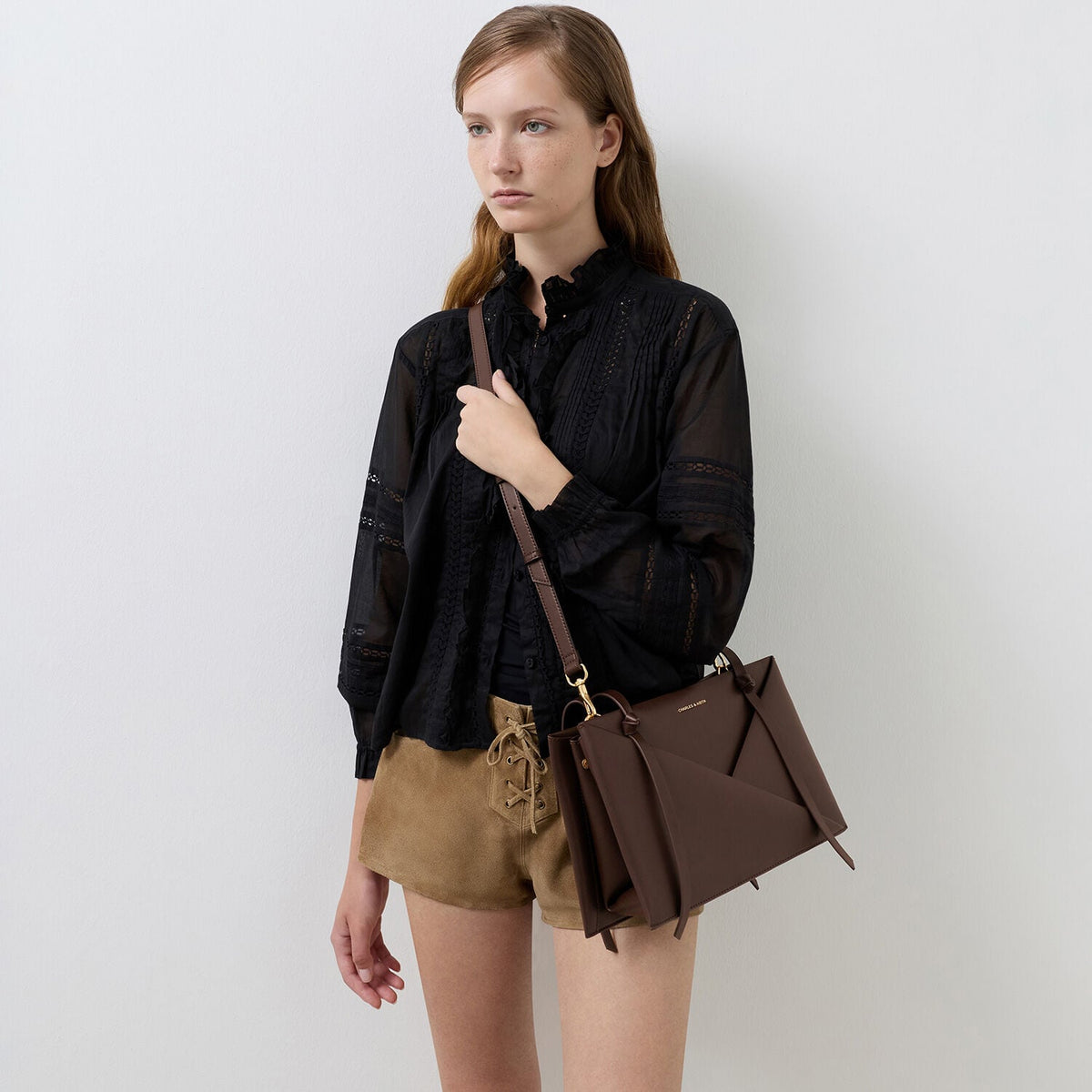 CHARLES & KEITH Recommended | Midori Geometric Tote Bag - Espresso Brown