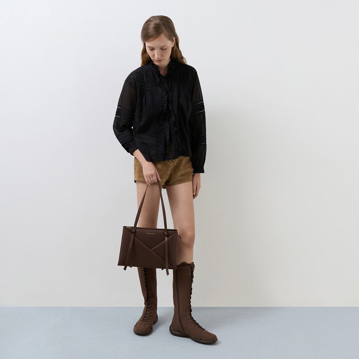 CHARLES & KEITH Recommended | Midori Geometric Tote Bag - Espresso Brown
