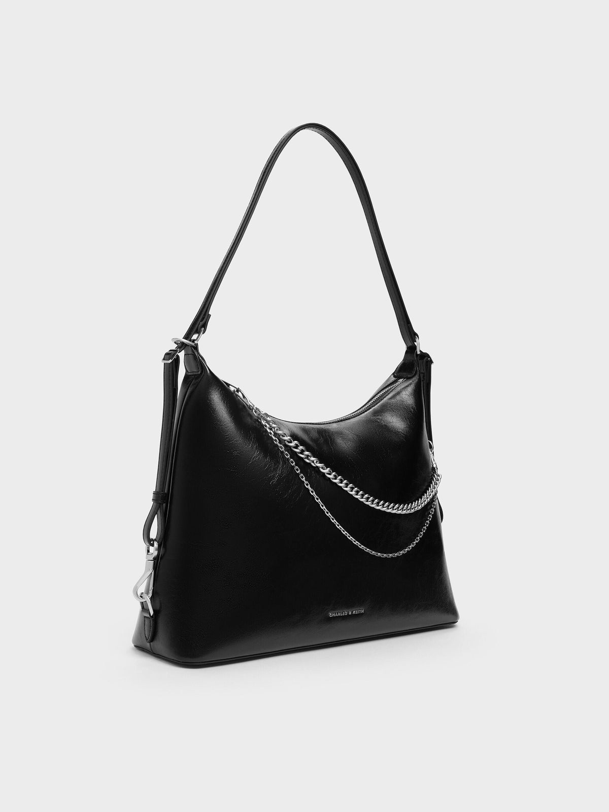 CHARLES & KEITH Popular | Atwood Chain Convertible Hobo Bag - Noir