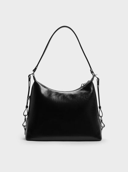 CHARLES & KEITH Popular | Atwood Chain Convertible Hobo Bag - Noir