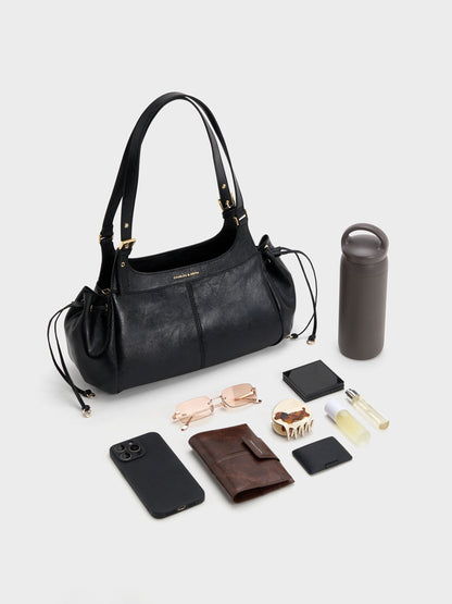 CHARLES & KEITH Exclusive | Lillith Drawstring Tote Bag - Black