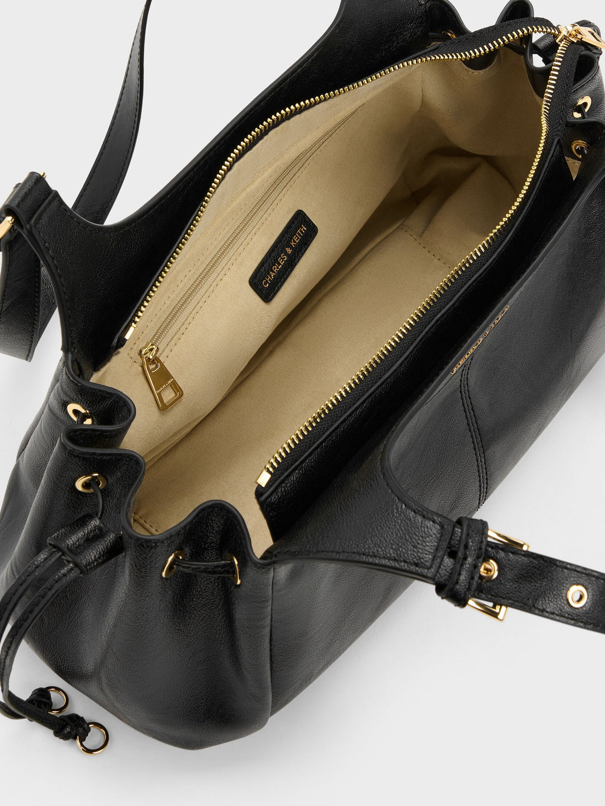 CHARLES & KEITH Exclusive | Lillith Drawstring Tote Bag - Black