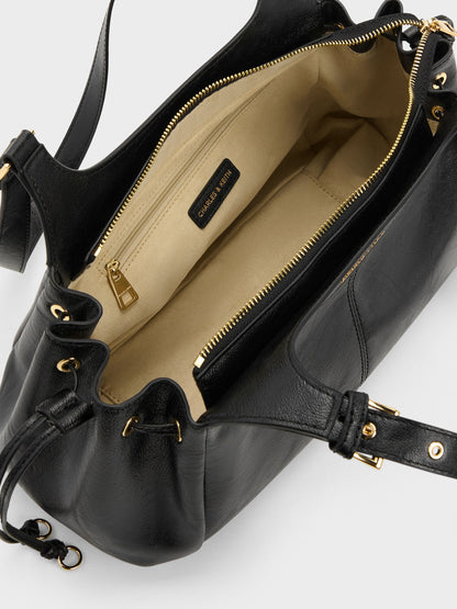 CHARLES & KEITH Exclusive | Lillith Drawstring Tote Bag - Black