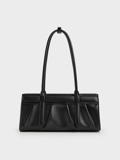 CHARLES & KEITH Everyday | Isolde Belted Ruched Shoulder Bag - Black