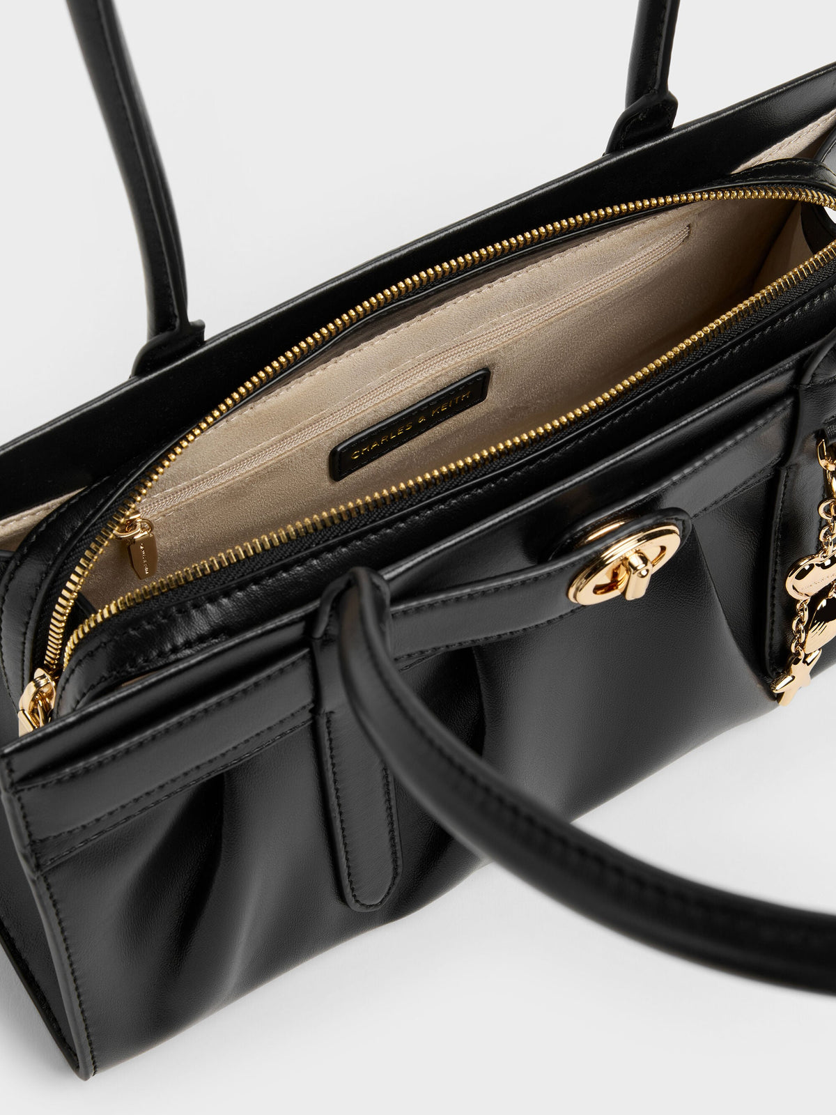 CHARLES & KEITH Everyday | Isolde Belted Ruched Shoulder Bag - Black