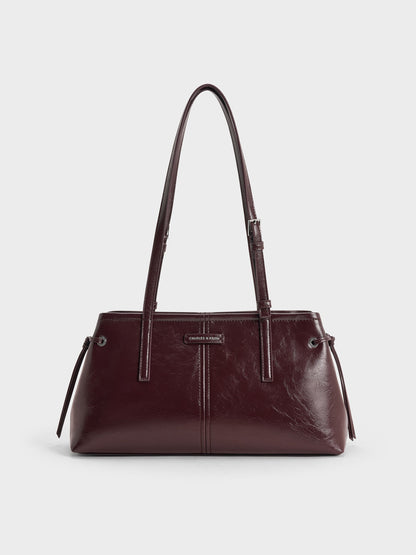 CHARLES & KEITH Customer Favorite | Noane Elongated-Handle Shoulder Bag - Wineberry Red